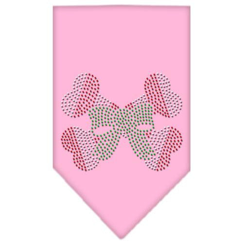 Candy Cane Crossbones Rhinestone Bandana Light Pink Small