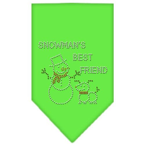 Snowman's Best Friend Rhinestone Bandana Lime Green Large