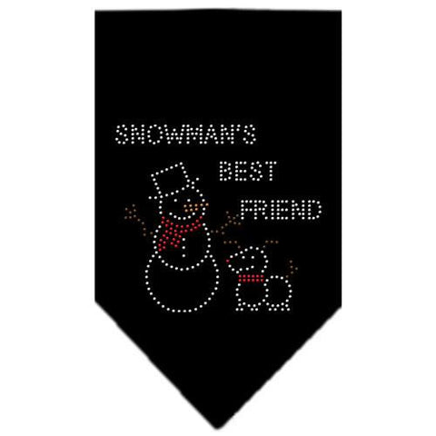 Snowman's Best Friend Rhinestone Bandana Black Small