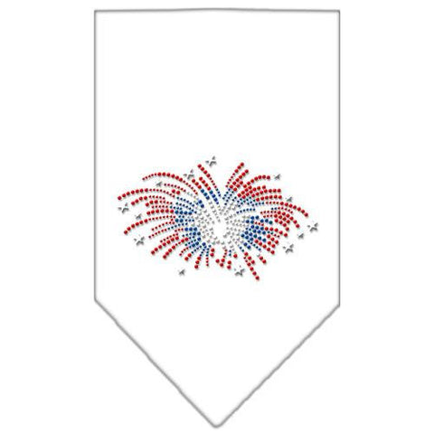 Fireworks Rhinestone Bandana White Large