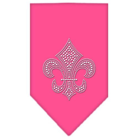 Fleur De Lis Rhinestone Bandana Bright Pink Small