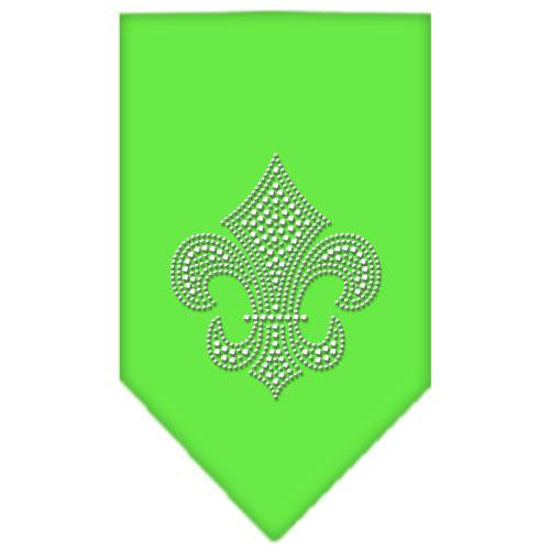 Fleur De Lis Rhinestone Bandana Lime Green Small