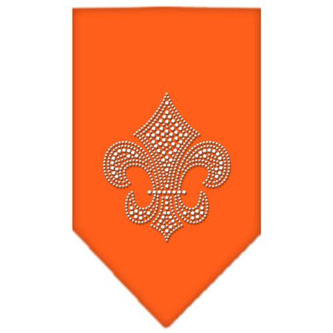 Fleur De Lis Rhinestone Bandana Orange Small