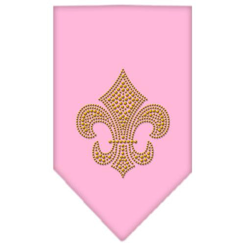 Fleur De Lis Gold Rhinestone Bandana Light Pink Large