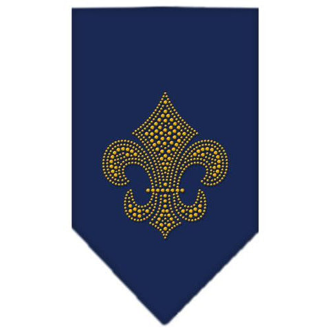 Fleur De Lis Gold Rhinestone Bandana Navy Blue large