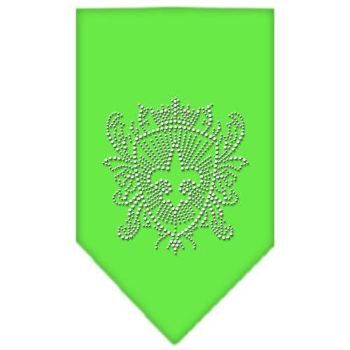 Fleur De Lis Shield Rhinestone Bandana Lime Green Large