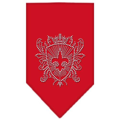 Fleur De Lis Shield Rhinestone Bandana Red Large