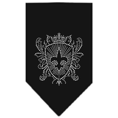 Fleur De Lis Shield Rhinestone Bandana Black Small