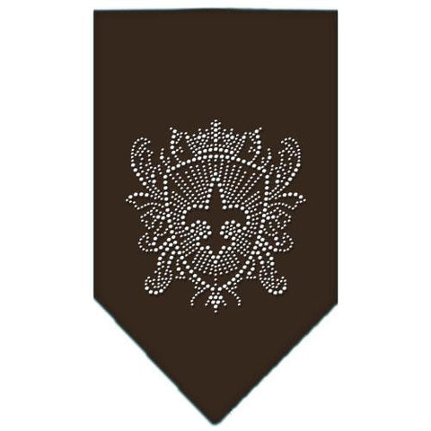 Fleur De Lis Shield Rhinestone Bandana Cocoa Small