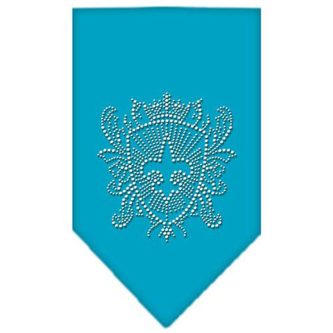 Fleur De Lis Shield Rhinestone Bandana Turquoise Small