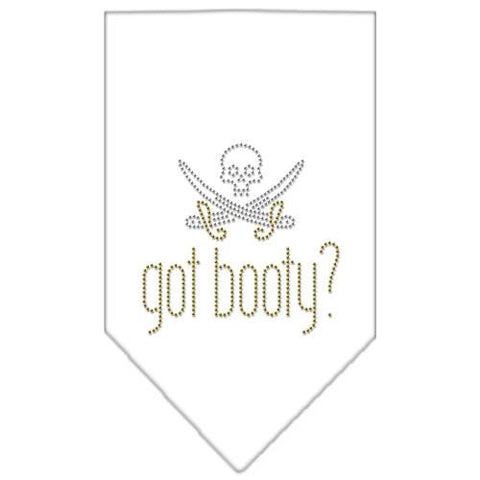 Got Booty Rhinestone Bandana White Small