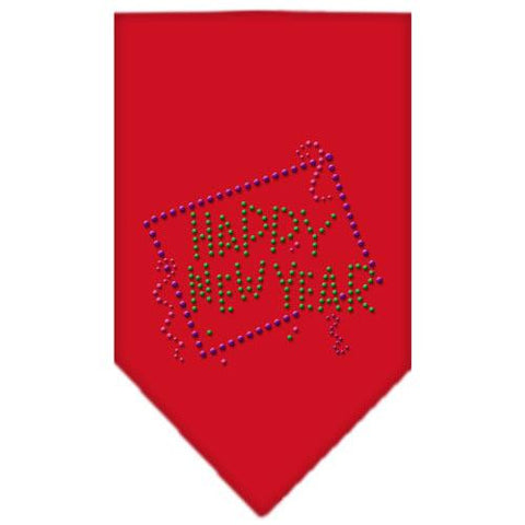 Happy New Year Rhinestone Bandana Red Large