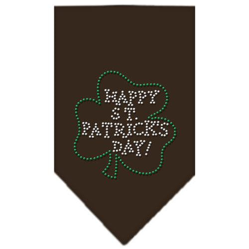 Happy St. Patricks Day Rhinestone Bandana Cocoa Large