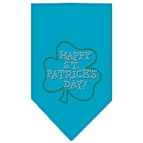 Happy St. Patricks Day Rhinestone Bandana Turquoise Large