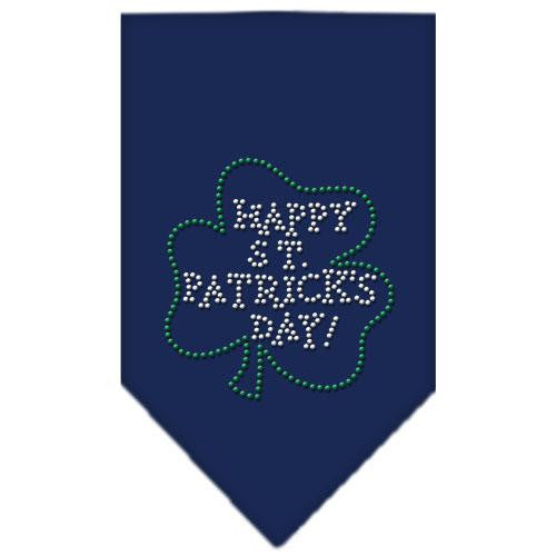 Happy St. Patricks Day Rhinestone Bandana Navy Blue Small