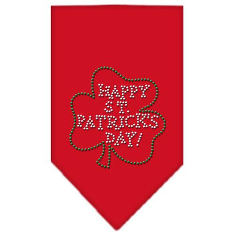 Happy St. Patricks Day Rhinestone Bandana Red Small