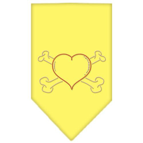 Heart Crossbone Rhinestone Bandana Yellow Small