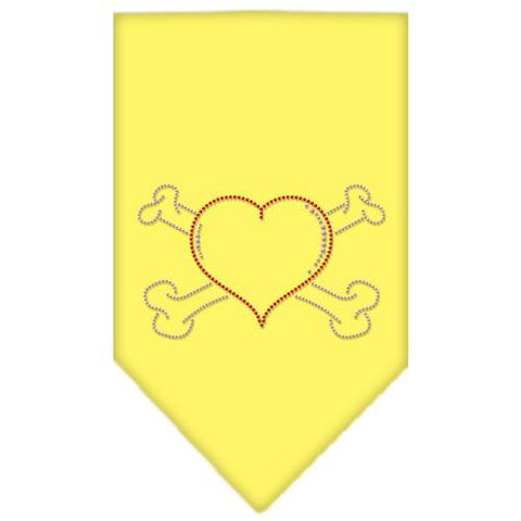 Heart Crossbone Rhinestone Bandana Yellow Small