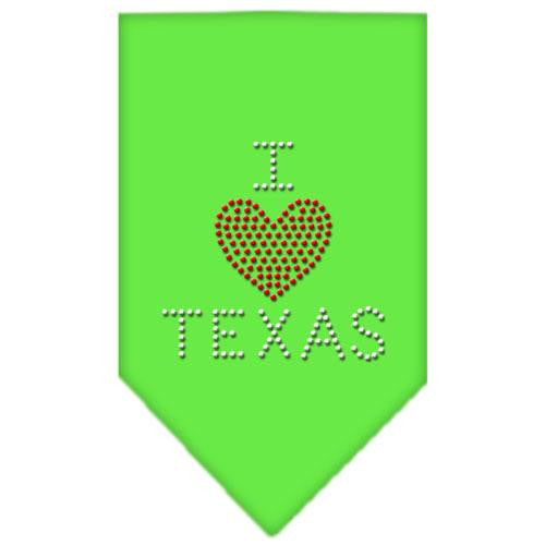 I Heart Texas Rhinestone Bandana Lime Green Large