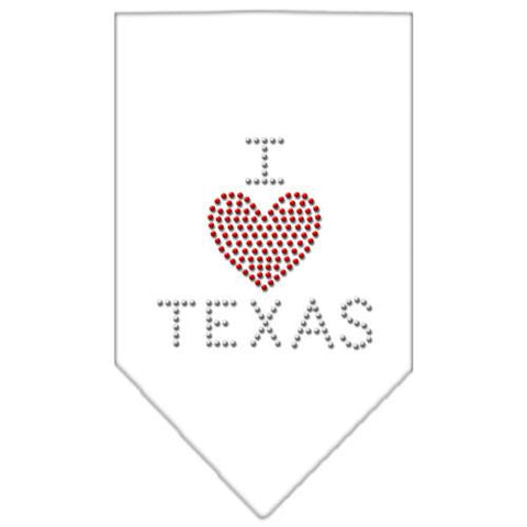 I Heart Texas Rhinestone Bandana White Small