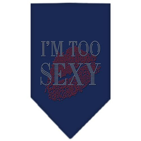 I'm Too Sexy Rhinestone Bandana Navy Blue Small