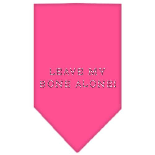 Leave My Bone Alone Rhinestone Bandana Bright Pink Large