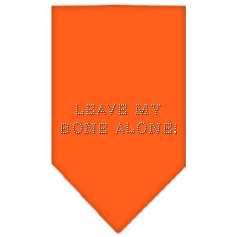 Leave My Bone Alone Rhinestone Bandana Orange Large