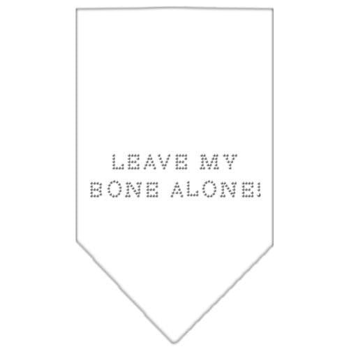 Leave My Bone Alone Rhinestone Bandana White Large