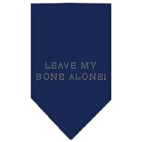 Leave My Bone Alone Rhinestone Bandana Navy Blue Small