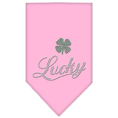 Lucky Script Rhinestone Bandana Light Pink Large