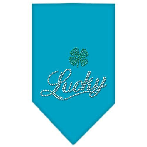 Lucky Script Rhinestone Bandana Turquoise Large