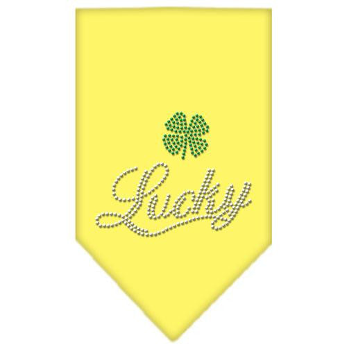 Lucky Script Rhinestone Bandana Yellow Large