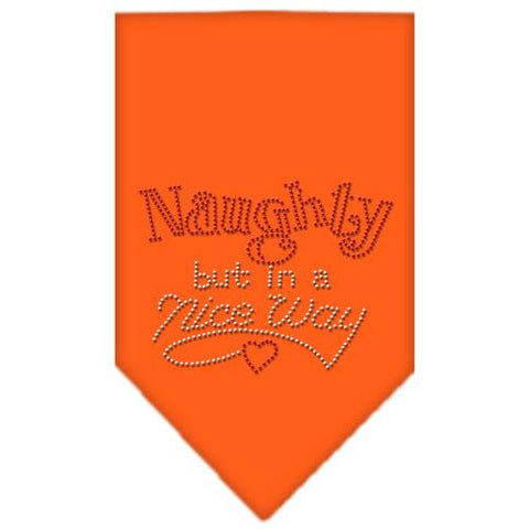 Naughty but in a Nice Way Rhinestone Bandana Orange Small