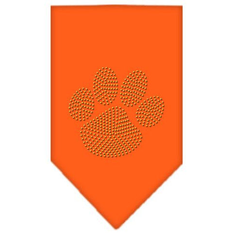 Paw Gold Rhinestone Bandana Orange Small