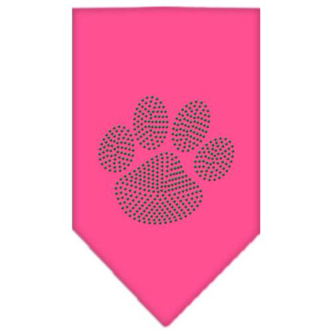 Paw Green Rhinestone Bandana Bright Pink Small