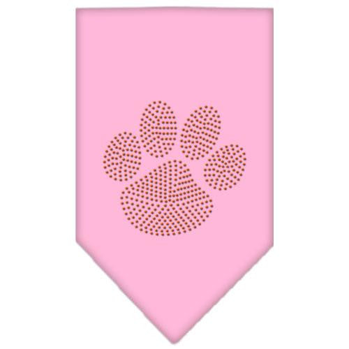 Paw Orange Rhinestone Bandana Light Pink Small