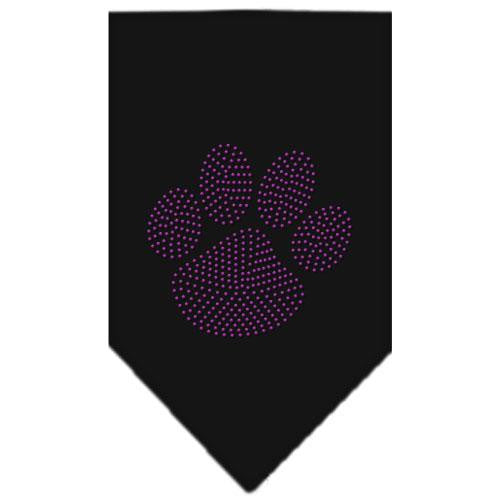 Paw Purple Rhinestone Bandana Black Small