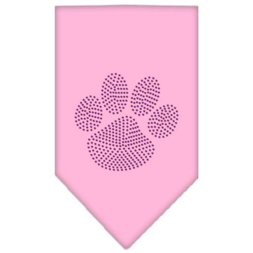 Paw Purple Rhinestone Bandana Light Pink Small