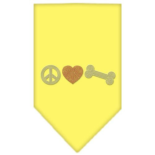 Peace Love Bone Rhinestone Bandana Yellow Small