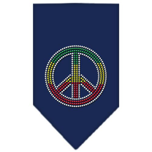 Rasta Peace Rhinestone Bandana Navy Blue Small