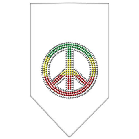 Rasta Peace Rhinestone Bandana White Small