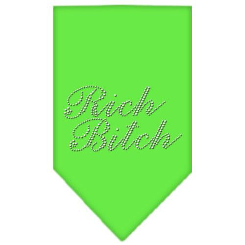 Rich Bitch Rhinestone Bandana Lime Green Large