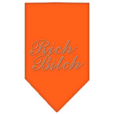 Rich Bitch Rhinestone Bandana Orange Large