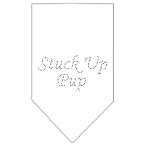 Stuck Up Pup Rhinestone Bandana White Small