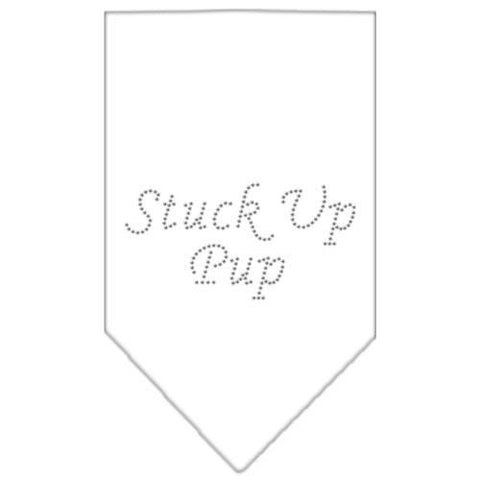 Stuck Up Pup Rhinestone Bandana White Small