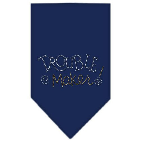 Trouble Maker Rhinestone Bandana Navy Blue Small