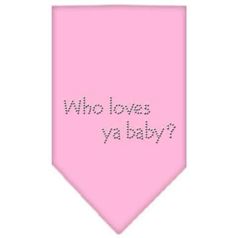 Who Loves Ya Baby Rhinestone Bandana Light Pink Large