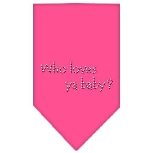 Who Loves Ya Baby Rhinestone Bandana Bright Pink Small