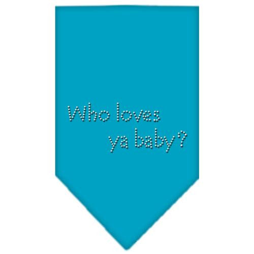 Who Loves Ya Baby Rhinestone Bandana Turquoise Small