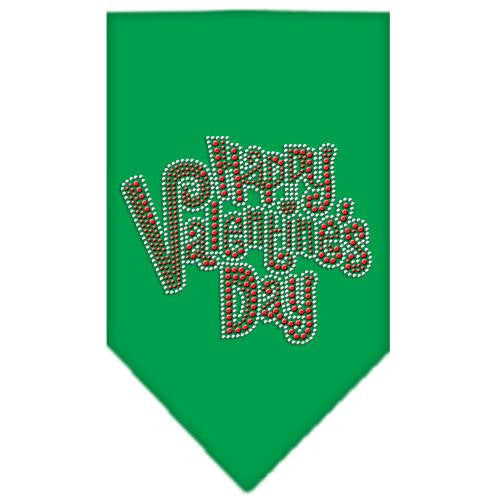 Happy Valentines Day Rhinestone Bandana Emerald Green Large